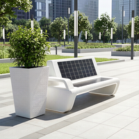 Banc solaire en acier inoxydable équipé de WiFi et d'éclairage LED, système d'alimentation solaire autonome avec fonction de mise à niveau personnalisée