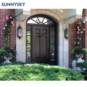 Porte d'entrée pivotante double en <span class=keywords><strong>pierre</strong></span> extérieure Sunnysky avec porte d'entrée moderne en acier inoxydable et verre - Product Image 3