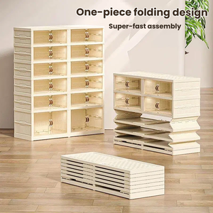 <span class=keywords><strong>Zapatero</strong></span> Portátil Plegable de 4 Niveles, de Perfil <span class=keywords><strong>Bajo</strong></span>, de Plástico, para Entrada, Pasillo, Apartamento o Dormitorio - Product Image 3