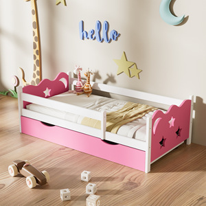 Pink And White <b>Kids</b> Bed With <b>Storage</b> Drawers For Girls Bedroom Furniture - Product Image 5