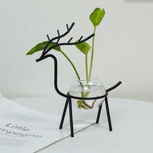 Jardinière en verre de bureau Vase hydroponique Vase à ampoule avec support pour la décoration de la maison Support de terrarium de plante d'oiseau créatif moderne - Product Image 4