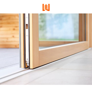 Portes d'entrée résidentielles avant Portes coulissantes en bois plaquées d'aluminium Verre trempé Portes coulissantes à double vitrage - Product Image 5