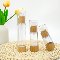 Pompe en bambou écologique avec bouchon ABS bouteille de pompe à lotion sans air