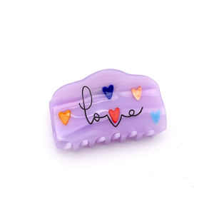 Yiyi ที่หนีบผมสำหรับแกะสลักสไตล์เกาหลีรูปหัวใจสีม่วงน่ารักกิ๊บติดผมอะซิเตทโลโก้ส่วนตัวแบบเรียบง่ายขายส่ง - Product Image 1
