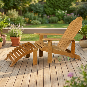 Chaise longue de piscine en teck de haute qualité, durable, au design moderne, écologique, résistante aux UV, pour l'extérieur, toutes saisons, avec pieds sabre. - Product Image 2
