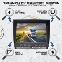 Système de moniteur grand angle à vision frontale 9 pouces | Prise d'aviation à 4 broches | Caméra de recul 3 canaux à atténuation automatique 1080P pour camion, bus, camping-car