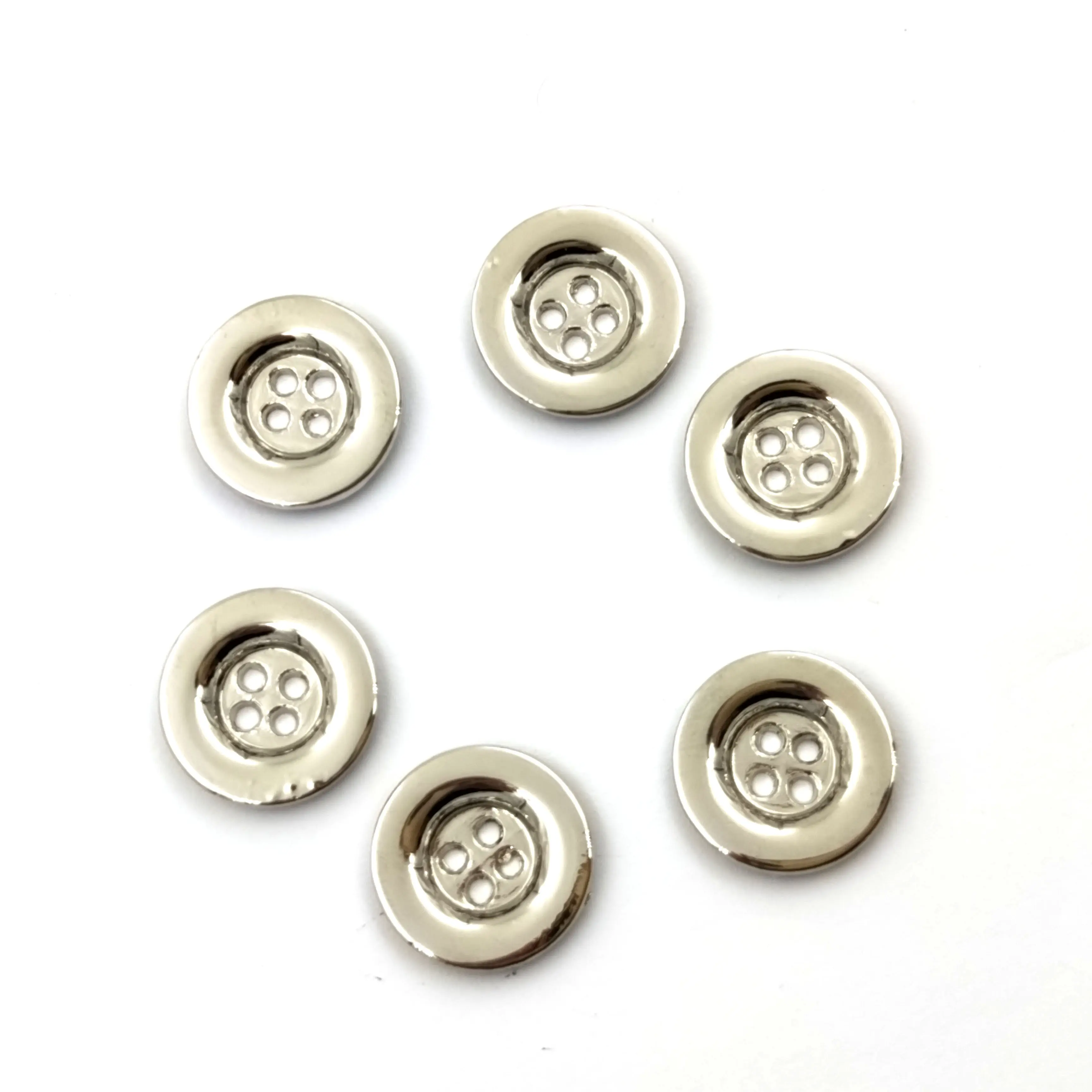 Elegante botões de metal com quatro furos, para roupas, botões de costura, botões de pressão para roupas