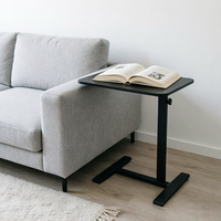 Bureau debout réglable en hauteur - Table d'ordinateur ergonomique assis-debout avec base métallique stable et plateau en bois pour le bureau à domicile