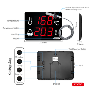 혹독한 환경을 위한 고온 프로브가 장착된 전문가용 LX905-C 디지털 온도계 습도계 산업용 습도 측정기 - Product Image 4