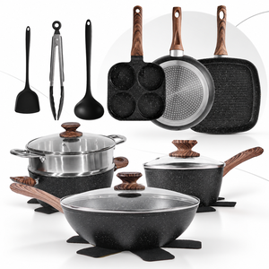 Non-Stick <b>Aluminum</b> Alloy Cookware Set with Oven & Microwave Safe <b>Pots</b> and Pans for Home Use - Product Image 1