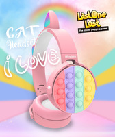 À la mode mignon chat oreille bleu dent casque sans fil casque plusieurs couleurs lumière LED sur la tête casque pour les enfants