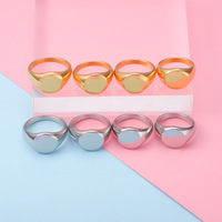 Personal isierte DIY Gravur Logo Oval Blank Plain Band Ringe Edelstahl Schmuck Vergoldet Custom Siegelring