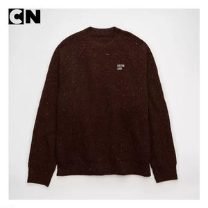 BSCI Certification Sweater Manufacturer Custom logo <b>Men</b> Cotton Wool Crew Neck <b>Brown</b> Knit <b>Jumper</b> Winter Knitwear Luxury Sweater - Product Image 3