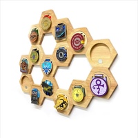 Porte-médailles mural hexagonal en bambou et bois de hêtre, écologique, avec logo personnalisé, design nid d'abeille, impression typographique