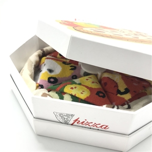 XIANGHUI Venta al por mayor Venta caliente hombres comida Jacquard 4 pares caja tubo mujeres moda algodón equipo divertido <span class=keywords><strong>Pizza</strong></span> caja <span class=keywords><strong>Calcetines</strong></span> - Product Image 3