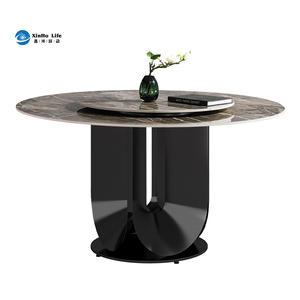 Mesa de comedor moderna de lujo de 1,5 m con base de acero inoxidable Nuevo mármol natural para cocina Directo de la fábrica Foshan - Product Image 1