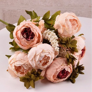 <span class=keywords><strong>Fleurs</strong></span> <span class=keywords><strong>artificielles</strong></span> de pivoine en soie, <span class=keywords><strong>bouquet</strong></span> de roses blanches au toucher réel, fleur de pivoine pour décoration de mariage à la maison, vente en gros - Product Image 2