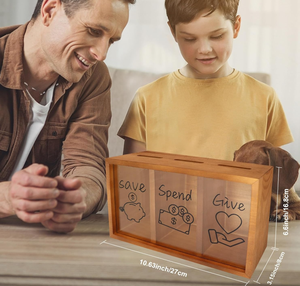 Boîte à épargne en bois portable écologique de haute qualité, très vendue, pour enfants, cadeau, économisez de l'argent, économisez de l'argent, tirelire - Product Image 2