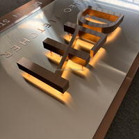 Enseigne commerciale personnalisée rétroéclairée par LED, en acier inoxydable et acrylique, couleur or, étanche IP54, télécommande, lettres 3D pour extérieur