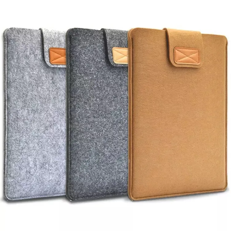 Customized fashion eco friendly wool felt soft cover shockproof tablet bag laptop sleeve case for macbook air