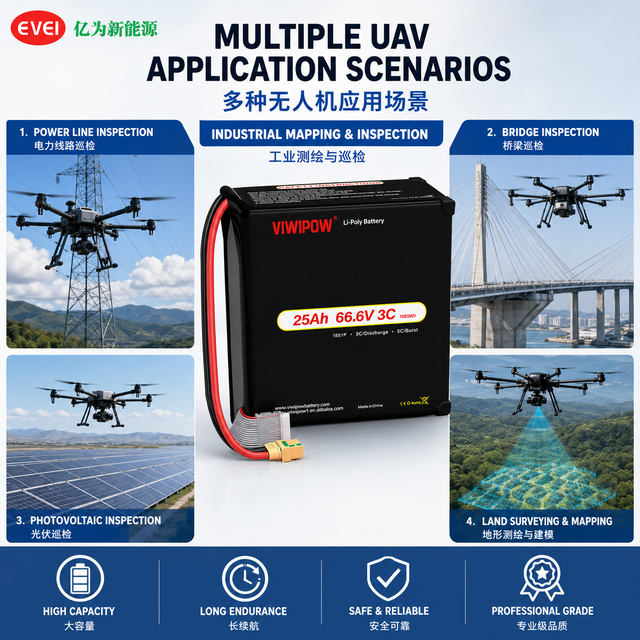 OEM Drone Battery 18S 66.6V 25Ah Industrial Lithium Drone Battery Long Endurance Lithium Pack for Aerial Survey Mapping VTOL UAV