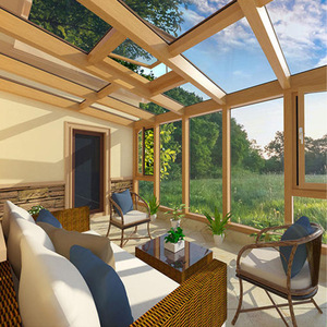 Véranda en aluminium et bois à double vitrage Low-E, toit transparent pour villa, design contemporain - Product Image 2