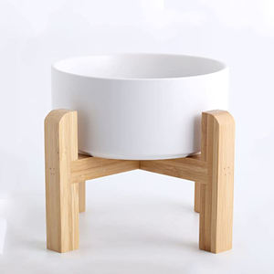 Ciotola di alimentazione per animali domestici con gomma antiscivolo per gatti 28 OZ ruggine bianco elevato in ceramica ciotola per gatti cane cibo piatto d'acqua con supporto - Product Image 1