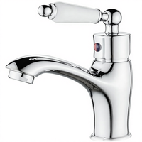 Grifo Mezclador de Lavabo de Baño de Estilo Victoriano Tradicional Maynosi, Monomando, con Caños Flexibles, Cromado Pulido