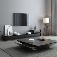 Ensemble de meuble TV et table basse de luxe moderne pour salon, table basse carrée minimaliste italienne