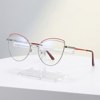 Monture de lunettes anti-lumière bleue œil-de-chat en métal classique et tendance, monture optique unisexe durable à cerclage complet pour adulte