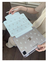 Étui de protection tendance bleu clair avec nœud papillon pour iPad 11e génération, Air 7/6, anti-chute, Pro 12,9 pouces