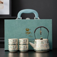 Service à thé en céramique émaillée avec poignée, style Ru Kiln – Logo personnalisé disponible, cadeau d'affaires, réunions annuelles, service à thé Kung Fu, haute température