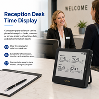 Horloge de réception intelligente Kylendar Mini 4,2 pouces avec écran E-Paper, calendrier et affichage de l'heure mondiale pour bureau, hall d'accueil et comptoir de service