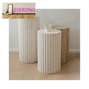 Nuevo diseño de piedra muebles para el hogar Decoración Pedestal Base redondo natural mármol travertino plinto - Product Image 1