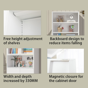 Cream White Steel <strong>Bookcase</strong> Home Use <strong>Children</strong> <strong>S</strong> Floor Standing Figurine Display Cabinet - Product Image 5