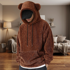 Ventes en gros de sweats à capuche pour hommes doublés en tissu non tissé, respirants, couleur unie, polyester/coton, chauds pour l'hiver, sweats à capuche personnalisés avec logo - Product Image 3
