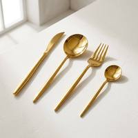 Cuillères de service de mariage en acier inoxydable poli miroir, revêtement titane, résistantes au ternissement, poignée ergonomique, design moderne, lot de 24 pièces