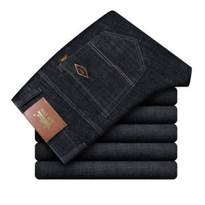 2024 quattro stagioni <span class=keywords><strong>Jeans</strong></span> a vita alta da uomo elasticizzato a gamba dritta pantaloni lunghi Casual da uomo - Product Image 6