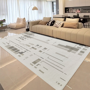 Alfombra hecha a mano de seda de bambú y lana con patrón geométrico minimalista moderno, diseño personalizado esponjoso para sala de estar hecho a máquina - Product Image 1