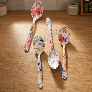 Set of 4 Enameled Metal Spoons Colorful Durable Flatware for Weddings Parties Events Home Dining Bulk Supplier - Product Image 2
