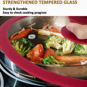 Couvercle de casserole en silicone 1pc 24CM Fournitures d'ustensiles de cuisine Couvercle de casserole <span class=keywords><strong>rond</strong></span> en verre trempé - Product Image 3