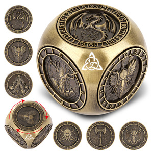 Nuevo 2025: Juego de dados metálicos <span class=keywords><strong>DND</strong></span> giratorios de 6 caras 7 en 1, dados únicos con spinner de dedo, regalos de metal D&D para goblinos, spinner de dados - Product Image 1