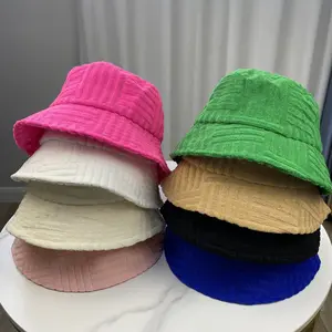 도매 단색 사용자 정의 로고 에코 테리 천 수건 수건 고급 유기농 면 직물 소재 어부 버킷 햇 모자