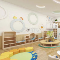Moetry Bibliothèque pour enfants en forme de maison créative, coussin chenille, mobilier en bois pour la maternelle et les centres d'apprentissage précoce