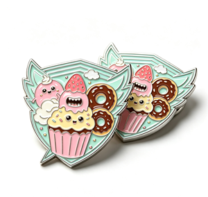 Pin de Solapa Personalizado de Metal Esmaltado con Diseño de Postres: Lindo Cupcake, Donut, Helado y Ala. Regalo y Souvenir. - Product Image 1