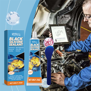Rayhong Sealant Silikon Poliuretan Hitam Tahan Temperatur Tinggi dan Rendah, Pengikat Kuat untuk Mesin Mobil, Peredam Retak, Set dengan Alat Pengikis - Product Image 1