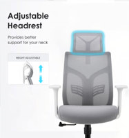Chaise de bureau ergonomique moderne à dossier inclinable en maille respirante avec accoudoirs fixes et fonction pivotante