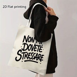 Bolsa de Lona con Estampado de Patrones NON MI DOVETE STRESSRE y Logotipo Personalizado, Apta para Uso Diario, Compras, Escuela y Viajes - Product Image 5