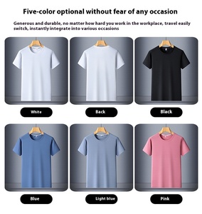 T-shirt d'été à manches courtes en soie glacée pour hommes de <span class=keywords><strong>grande</strong></span> <span class=keywords><strong>taille</strong></span>, col élastique à séchage rapide, vêtements de sport d'extérieur tricotés anti-transpiration - Product Image 2