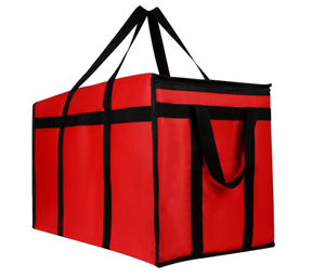 Red XXX-<span class=keywords><strong>Large</strong></span> Bolsa de asas de comestibles no tejida aislada Entrega de alimentos Catering Calentador de pizza para comidas calientes y frías - Product Image 1